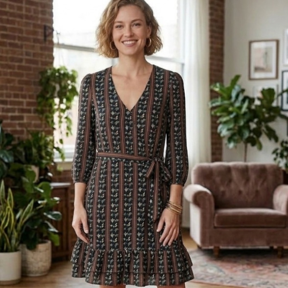 Paige Printed Peasant‎ Mini Dress Size S